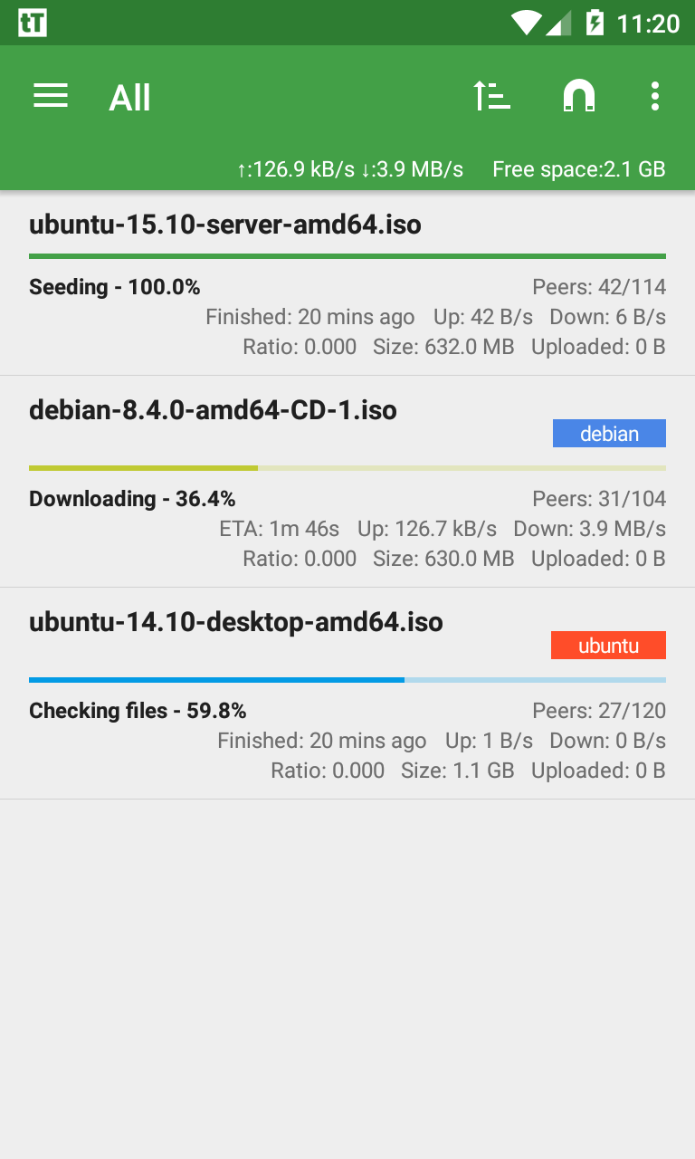 tTorrent 主界面